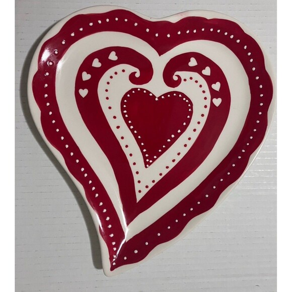 Vintage Mesa Home Heart Shaped hand crafted Large Plate, love Dish 9 1/2 x 9 1/2 - Picture 9 of 16